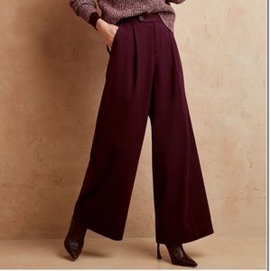 Burgundy wide leg pants